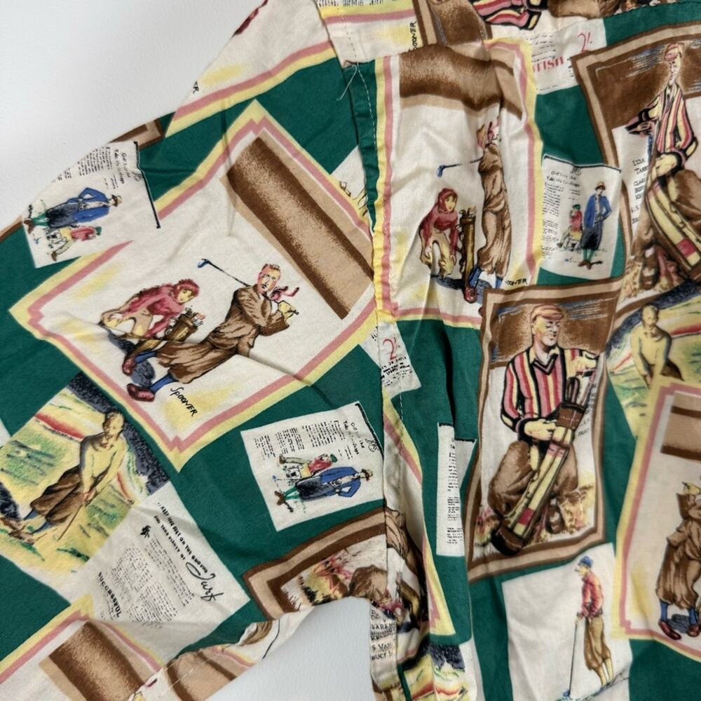 Reyn Spooner Golf Graphic Egyptian Cotton Button Down Short Sleeve Shirt ~ Small - Picture 8 of 13